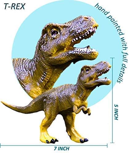OuMuaMua Dinosaur Toys, Plastic Dinosaur Figure Set, Ideal Education Toys for Kids, Including T-Rex, Stegosaurus, Monoclonius, 6 to 7 Inch Large Size, 6 Pack