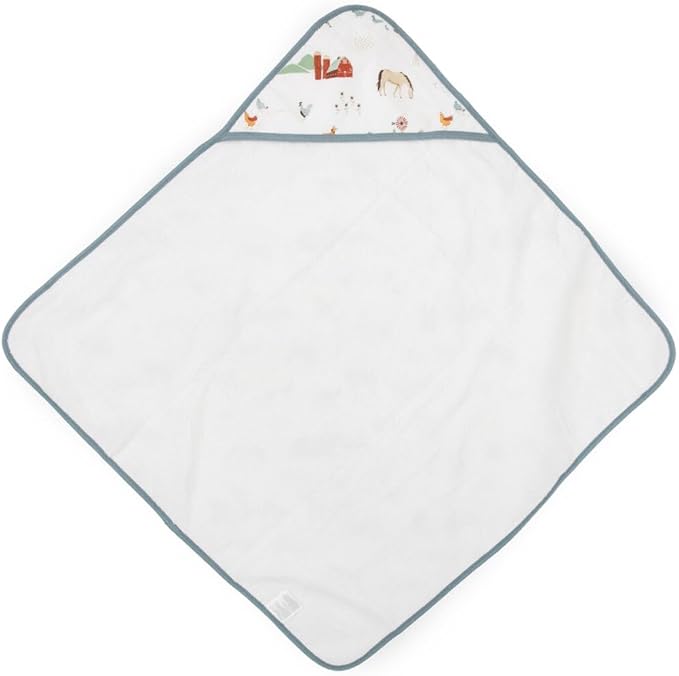 Little Unicorn Premium Infant Hooded Bath Towel| Soft & Absorbent Cotton & Terry Fabric for Newborns (Farmyard)