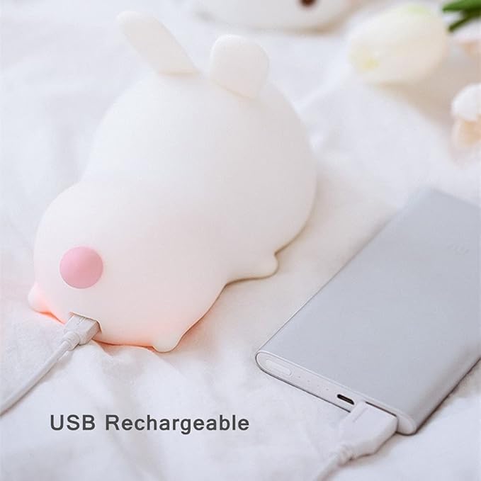 Cute Kids Night Light Night Lamp Night Lights for Kids Bedroom Toddler Baby Portable Silicone Battery Led Nightlight Nursery (Cute Bunny)