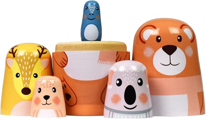 Tphon Nesting Dolls Wooden Russian Matryoshka Dolls for Toddlers Kids Handmade Toys Stacking Doll Set for Children Christmas Birthday Decoration Halloween Wishing Gift