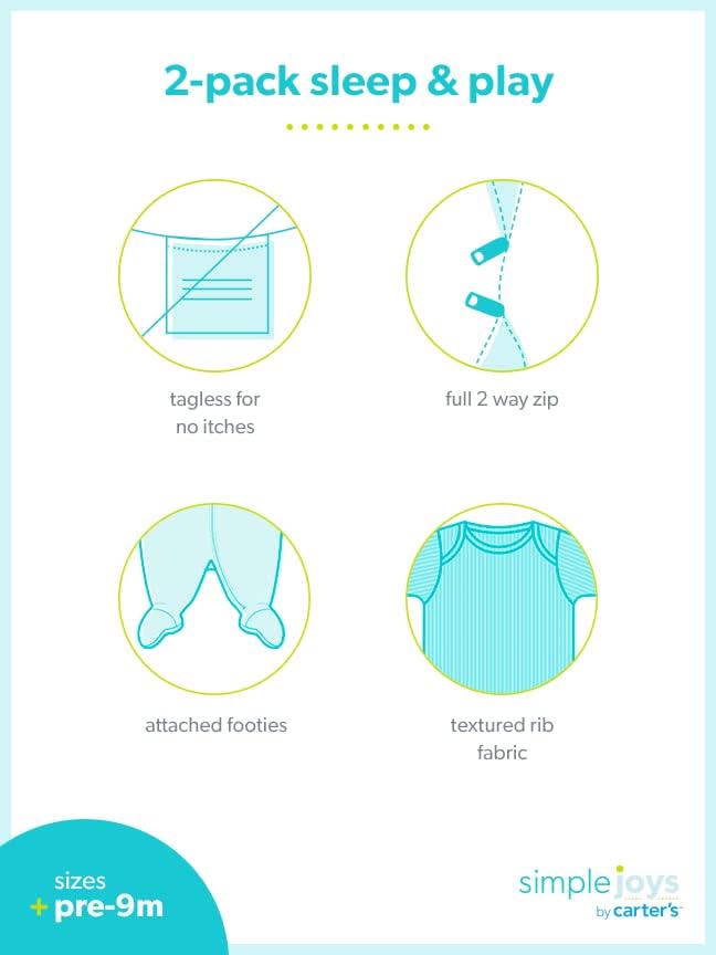 Simple Joys by Carter's unisex baby 2-pack 2-way Zip Textured Sleep and Play