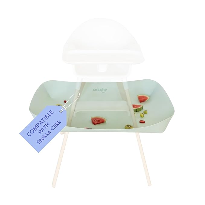 CATCHY -Food Catcher-Compatible with Stokke Clikk High Chair +11 Other High Chairs-Highchair Sold Separately-Baby & Toddler Food & Mess Catcher-Premium Linen Inspired -Under High Chair Accessory