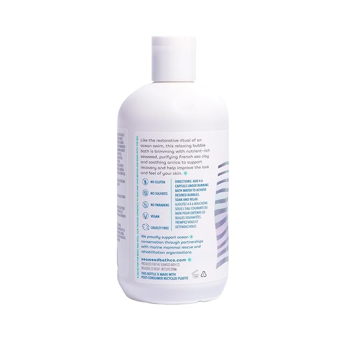 Seaweed Bath Co. Bubbling Muscle Soak, Tea Tree Lavender Scent, 12 Ounce, Sustainably Harvested Seaweed, French Sea Clay, Arnica