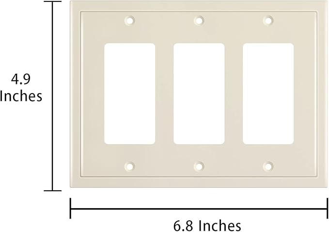Henne Bery Modern Edge Decorative Wall Plate Switch Plate Outlet Cover, Durable Solid Zinc Alloy (Triple Decorator, Light Almond)