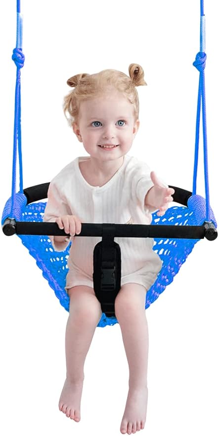 Toddler Swing & 2-in-1Baby Swing - Adjustable Rope Swing Seat for Kids Indoor & Outdoor Durable Backyard Swing Set for Infants & Toddlers (Blue)