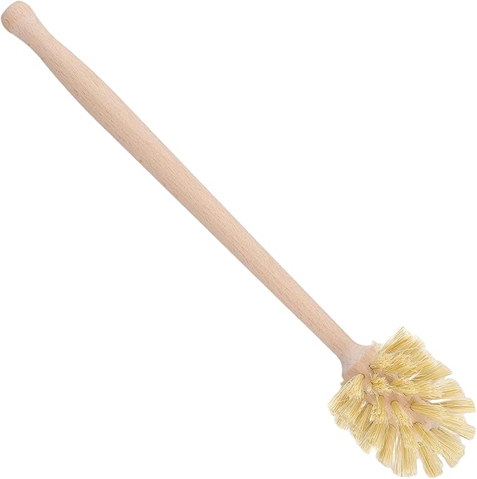 HAKZEON 4 Pack Wood Bottle Brush 14 Inch Extra Long Beechwood Handle and Sisal Bristles, Kitchen Bottle Brush for Scrubs Wide Mouth Jars, Cups, Tumblers, Dishes, Vases