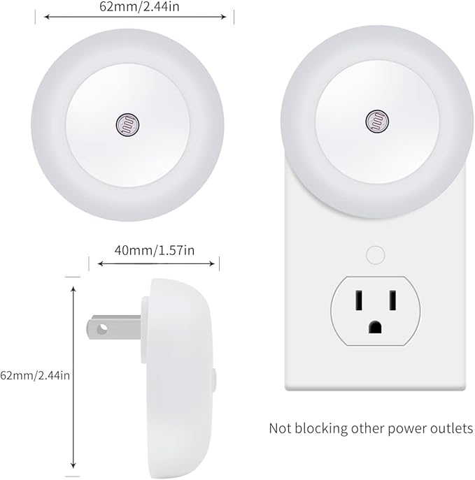 6 Pack LED Night light, LED night lights plug into wall with dusk to dawn sensors, plug in night lights for kids room, bedroom, bathroom, baby nursery,Stair Lights, Hallway Light, Red, Blue, Amber