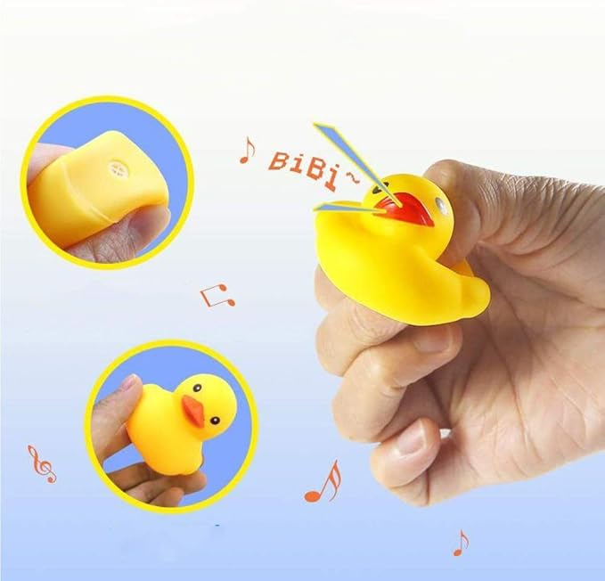 Preschool Bath Toys Rubber Floating Squeaky Baby Wash Shower Toy for Toddlers Kids Party Decoration 12 Pcs (Yellow Duck)