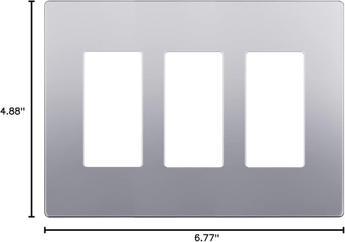 LIDER Matte Finish Decorator Switch Cover, Screwless Wall Plate, Mid-Size 3-Gang 4.88" x 6.77", Unbreakable Polycarbonate Thermoplastic, UL Listed, LSWP-33M-SV, Silver