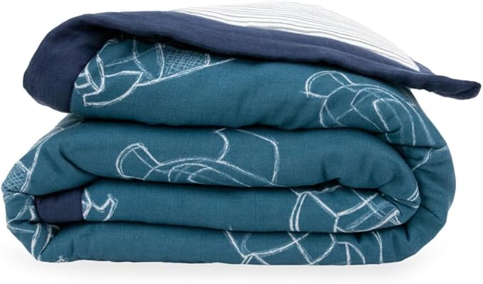 Little Unicorn Lofty Comforter Blanket | Super Soft & Breathable Muslin Fabric| Great for Play & Bedtime Blanket (Blast Off)