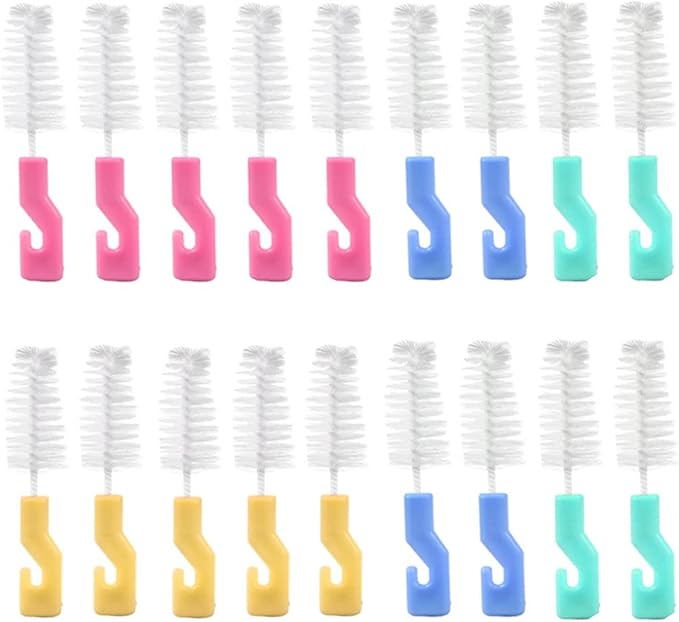 20 PCS Bottle Nipple Cleaner Sponge Brush Pacifier Sponge Cleaning Small Brush Baby Bottle Cleaner Brush for Standard Nipples Scrubber, Nipple Brush (20 PCS)