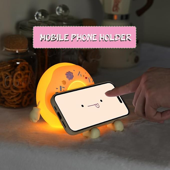 Cute Donut Night Light for Kids,Silicone Nursery Nightlight, Touch Control USB Rechargeable Lamps Breastfeeding Sweet Kawaii Dorm Room Decor Christmas Gift Baby Kids Girls Teens,White