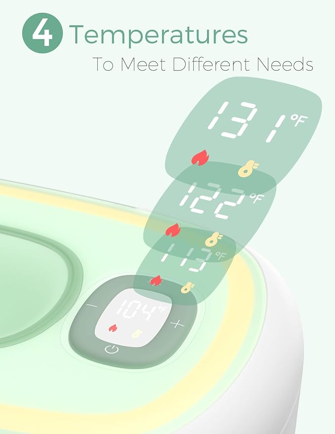 Momcozy New Baby Wipe Warmer, Large Capacity Wipe Dispenser Compatible with 60-80pcs,10-Min Fast Heating,4 Temperature Modes,Innovative Spring Design,Silicone&Top Seals,Even Heating,3-Level Nightlight