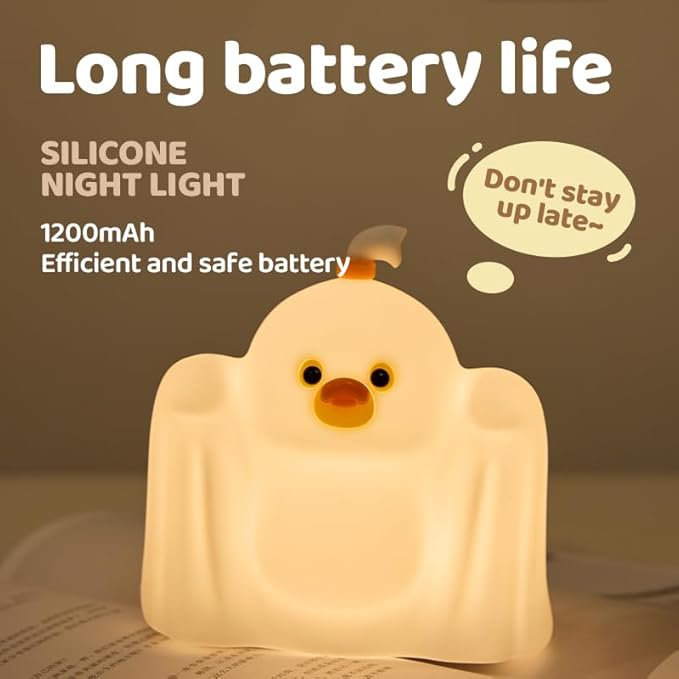 LED Duck Night Light, 3 Level Dimmable Nursery Decor, Cute Lamp Silicone Squishy Light, Rechargeable Bedside Touch Lamp for Breastfeeding Toddler Baby Kids Decor