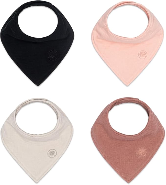 Parker Baby Muslin Bandana Drool Bibs | 100% Soft Muslin Cotton, Absorbent & Adjustable | Stylish Teething & Drooling Bibs