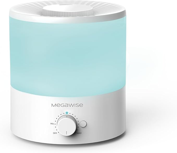 MEGAWISE 1.5L Cool Mist Humidifier for Bedroom, Home, Office, and Plants, Essential Oil Diffuser with Adjustable Mist Output, 25dB Quiet Ultrasonic, Up to 10 Hours, Easy to Clean