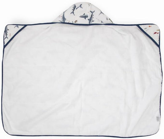 Little Unicorn Premium Hooded Bath Towel| Absorbent Cotton & Terry Blend | Larger Size, 1-6 Years (Shark)