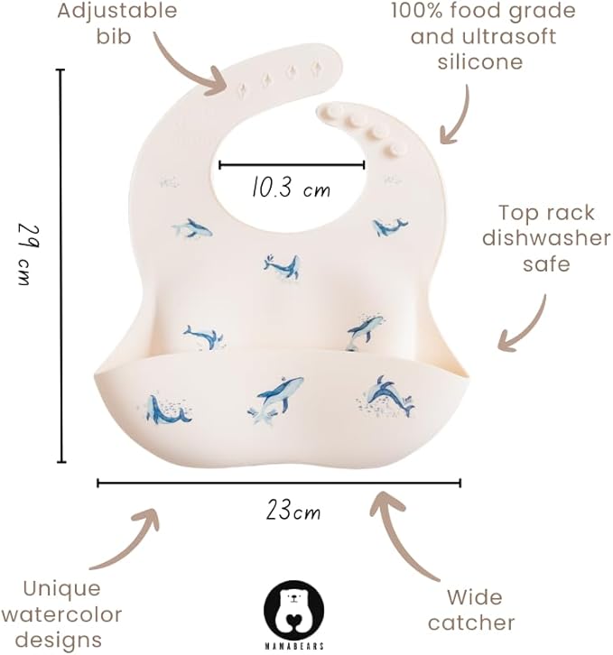 Silicone Baby Bib and Mat | Boys Girls Babies & Toddlers | Waterproof, Adjustable, BPA Free