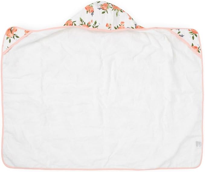 Little Unicorn Premium Hooded Bath Towel| Absorbent Cotton & Terry Blend | Larger Size, 1-6 Years (Watercolor Roses)