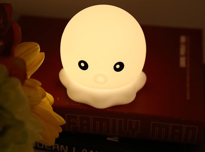 Cute Kids Night Light Night Lamp Night Lights for Kids Bedroom Toddler Baby Portable Silicone Battery Led Nightlight Nursery(Cute Octopus)