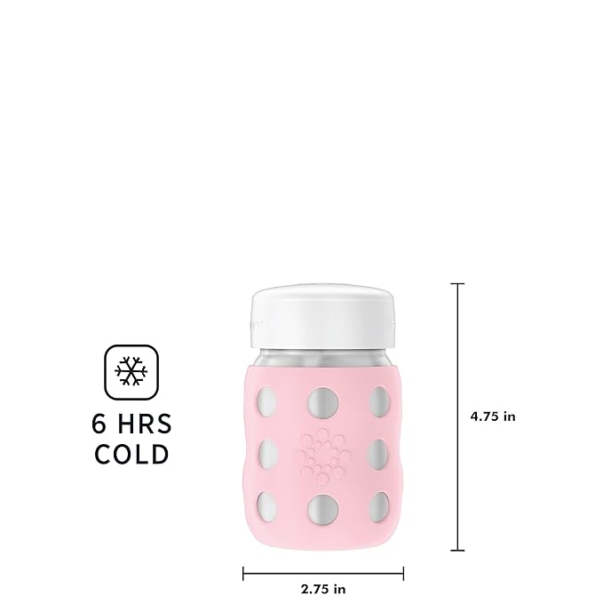 Lifefactory 8-Ounce Stainless-Steel Vacuum-Insulated Wide-Neck Baby Bottle with Flat Cap, Desert Rose (LS2231WDR4)