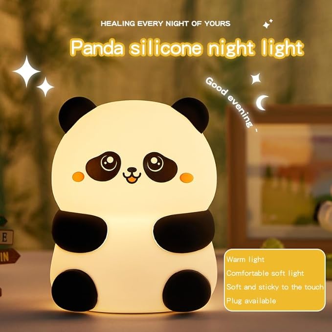 Cute Panda Night Light, with Two Actions: Sitting and Lying, Suitable for Desktop and Bedside Decoration, Rechargeable, dimmable, Touch Control, a Unique Gift for Family Members on Birthdays