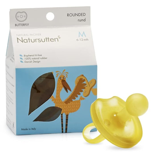 Natursutten Pacifier 6-12 - Natural Rubber Pacifier - Eco-Friendly, BPA-Free Butterfly Rounded Baby Pacifier 6-12 Months - Made in Italy - 1 Piece
