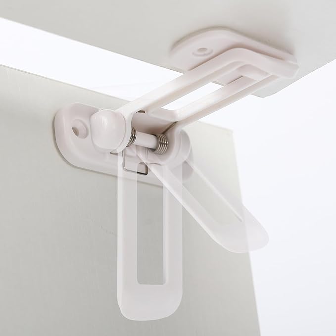 11Pcs Upgraded Cabinet Locks Baby Proofing -Invisible Foldable baby proofing cabinets-child locks for cabinets and drawers Easy Installation/No Need for Drilling (white-11)