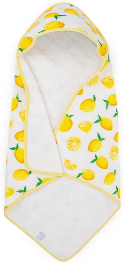 Little Unicorn Premium Infant Hooded Bath Towel| Soft & Absorbent Cotton & Terry Fabric for Newborns (Lemon)