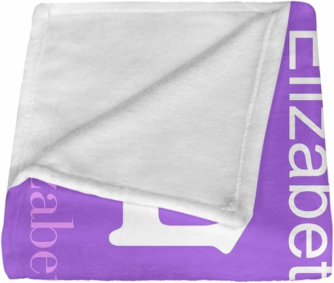 Personalized Toddler Blanket with Name for Girls Boys, Custom Baby Name Blanket Purple Butterfly Pattern, Soft Nursery Blanket for Baby Shower, Easter, Christmas, Birthday Newborn & Toddler Gifts