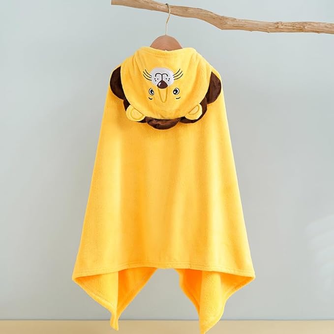 ROMASA Baby Bath Towel Ultra Soft Hooded Towel Highly Absorbent Bathrobe Blanket Toddlers Shower Gifts for Boys Girls-27.5" x 55" (Yellow Lion)