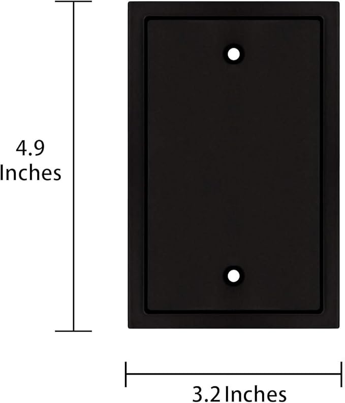 Modern Edge Switch Plate Wall Plate Outlet Cover, Durable Solid Zinc Alloy (Single Blank 2PK, Matte Black)