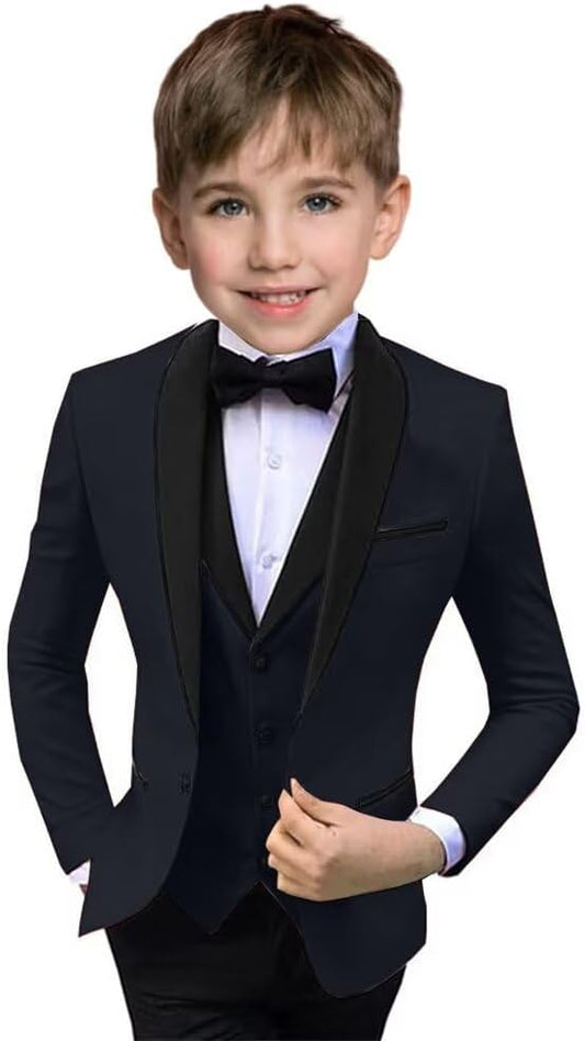 Boys Suit 3 Piece Ring Bearer Suit Kids Formal Jacket Vest Pants Suits Wedding Outfit for Party Prom Tuxedo