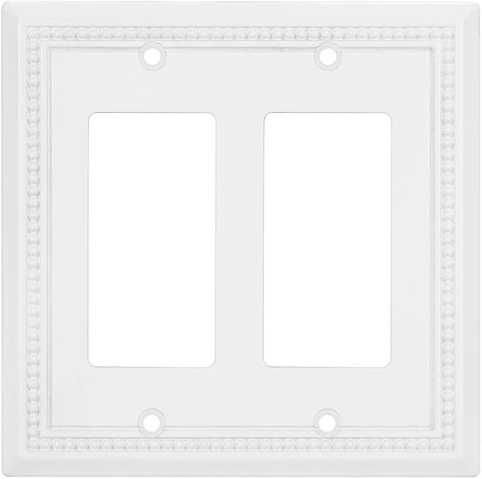 Henne Bery Sunken Pearls Heavy Duty Decorative Wall Plate Switch Plate Outlet Cover (Double Decorator, White)