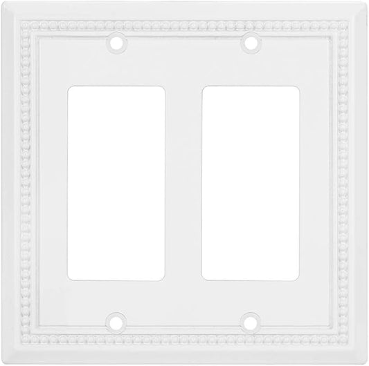 Henne Bery Sunken Pearls Heavy Duty Decorative Wall Plate Switch Plate Outlet Cover (Double Decorator, White)