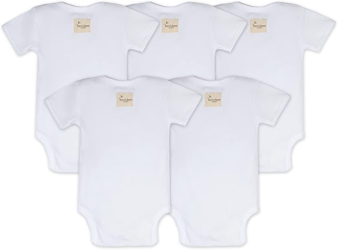 Burt's Bees Baby Organic Cotton Bodysuits – Baby Boy & Girl Short and Long Sleeve One-Pieces, 5-Pack