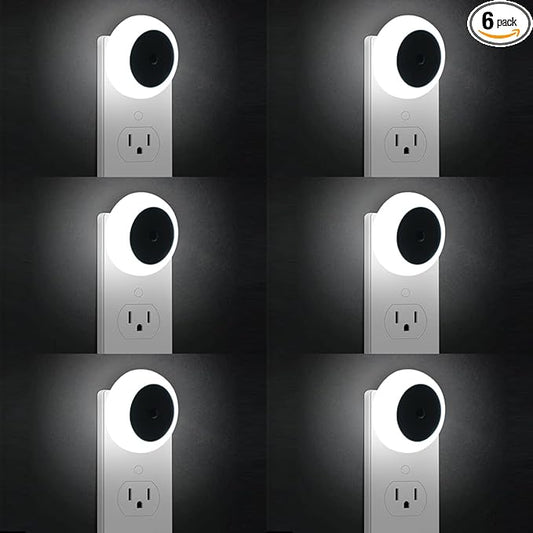 KINUR 6 Pack Night Light, LED Night Lights Plug into Wall with Dusk to Dawn sensors, Plug in Night Lights for Kids Room, Bedroom, Bathroom, Baby Nursery,Stair Lights, Hallway Light, Daylight