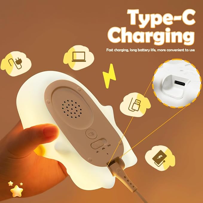 S NMT Cute Dog Silicone Night Light for Kids Room, 7 Colors Changing Nursery Sleeping Lamp, 3 Level Brightness Beside Table Lamp for Baby Room Gifts