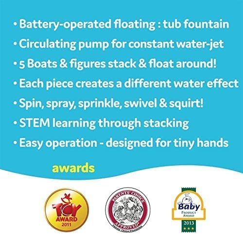 Yookidoo Stackable Baby Bath Toy (Ages 1-6 Years) Stack N' Spray - 7 Moveable Pieces - Interactive Fun Toy for Bath Time - for Toddlers, Babies, Kids, Boys & Girls