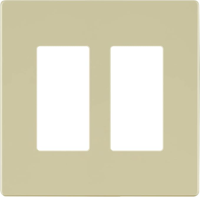 LIDER Matte Finish Double Decorator Switch Cover, Screwless Wall Plate, Mid-Size 2-Gang 4.88" x 4.92", Unbreakable Polycarbonate Thermoplastic, UL Listed, LSWP-32M-I10P, Ivory