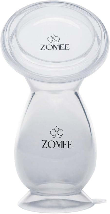 Zomee Manual Breast Pump Silicone Milk Collector – Hands-Free Milk Collection Bottle for Breastfeeding Moms – BPA-Free, Leak-Proof, Spill-Proof Design - Portable & Easy to Clean – 4oz Capacity
