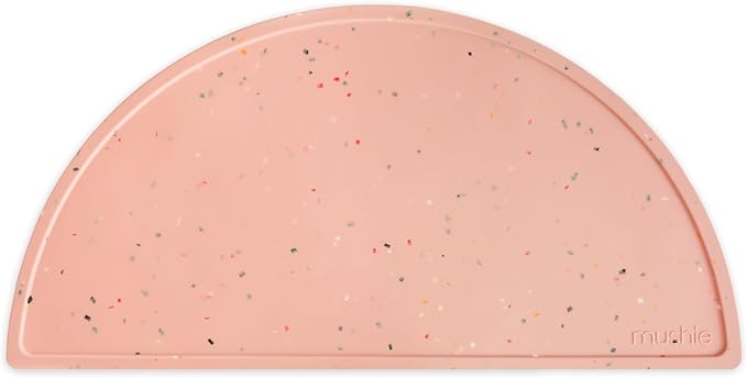 mushie Silicone Placemat for Kids | BPA-Free Non-Slip Design (Powder Pink Confetti)