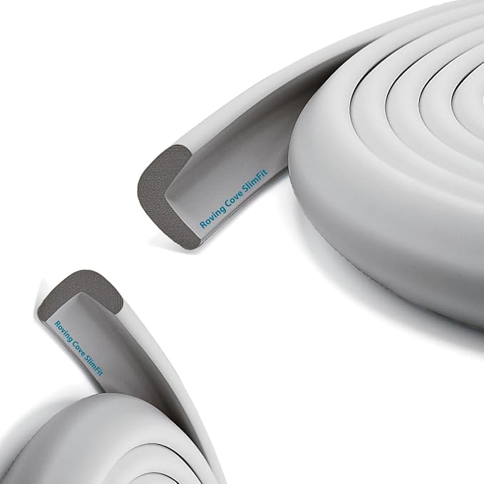 Roving Cove Slim-Fit Edge Protector for Baby Proofing (9ft Small Edges Only), Soft Rubber Foam Furniture Safety Bumper Guard, Desk Cushion, 3M Adhesive, Stone Grey