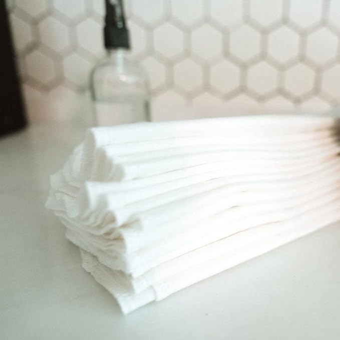 Reusable Baby Wipes, 25 Washable Cloth Wipes per Pack, 100% Cotton, Soft and Gentle for Baby's Skin, by Nora's Nursery