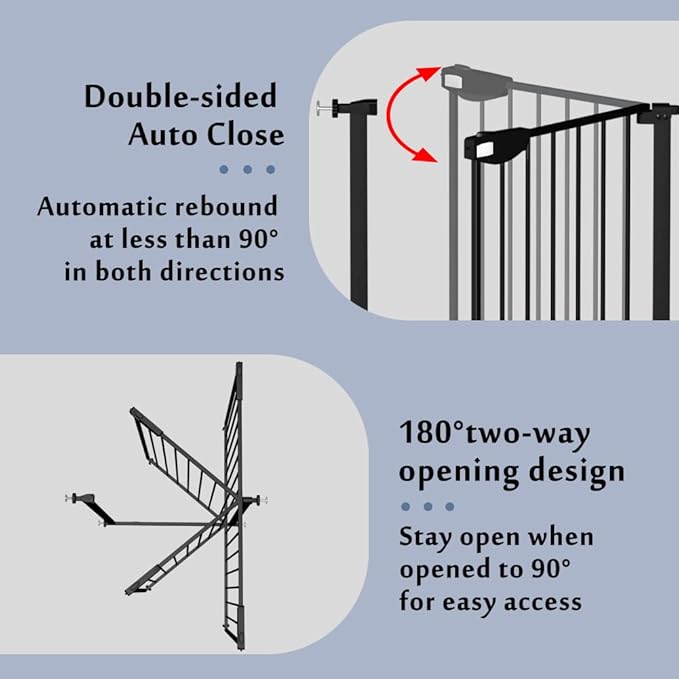 DEARBB Triple Lock Baby Gate for Stairs Doorways and House 31" to 86" Extra Wide Pressure Mounted Easy Walk Through Auto Close Safety Pet Gate Black 67.32-76.77"