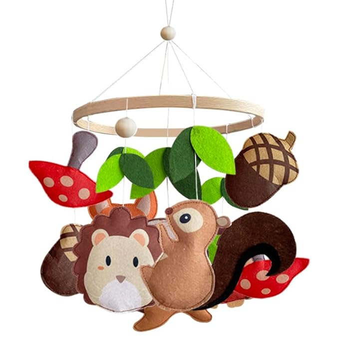 Felt Forest Animals with Owl and Fox Theme Baby Crib Mobile, Nursery Pendant Decoration(owl Mobile Hanger)