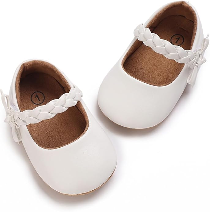 COSANKIM Baby Girls Mary Jane Flats Shoes Anti-Slip Rubber Sole Infant Toddler Princess Wedding Dress Shoes