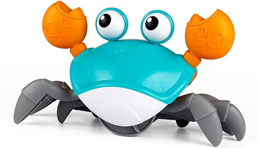 Amphibious Bath Toy for Kids, Funny Windup Crabs Swimming Floating Toy Clockwork Beach Toy Push & Pull Crab Sand Toy with Leash (Blue)