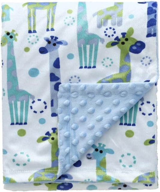 CREVENT Minky Baby Blanket for Boys, Soft Plush Receiving for Newborns - Giraffe 30x40 Inches