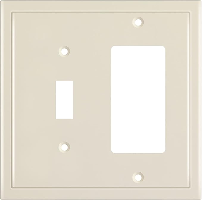 Henne Bery Modern Edge Decorative Wall Plate Switch Plate Outlet Cover, Durable Solid Zinc Alloy (Toggle/Decorator, Light Almond)